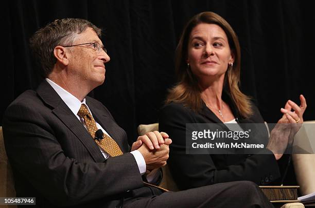 Microsoft Corporation Chairman Bill Gates and his wife Melinda attend a ceremony presenting them with the 2010 J. William Fulbright Prize for...