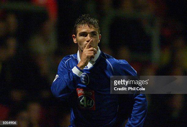 Bryan Hughes of Birmingham City celebrates scoring the opening goal during the Nationwide League Division One match between Watford and Birmingham...