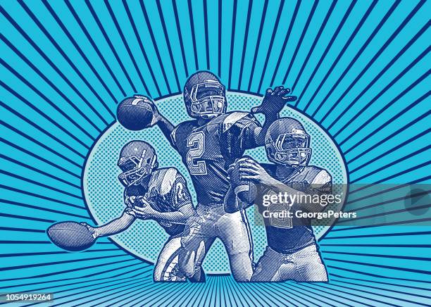 quarterback passing football - quarterback throwing stock illustrations