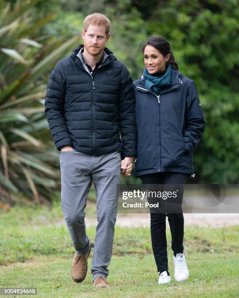 Prince Harry, Duke of Sussex and Meghan, Duchess of Sussex visit Abel Tasman National Park, which sits at the north-Eastern tip of the South Island,...