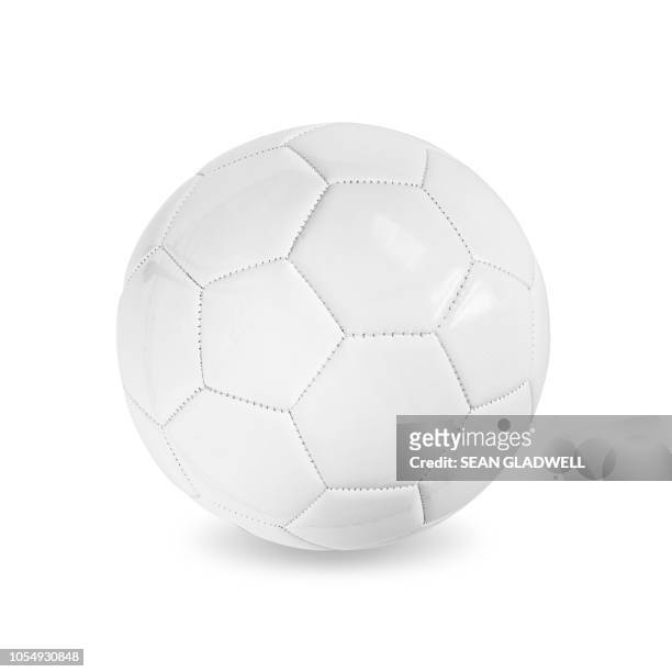 white leather football - fußball spielball stock-fotos und bilder