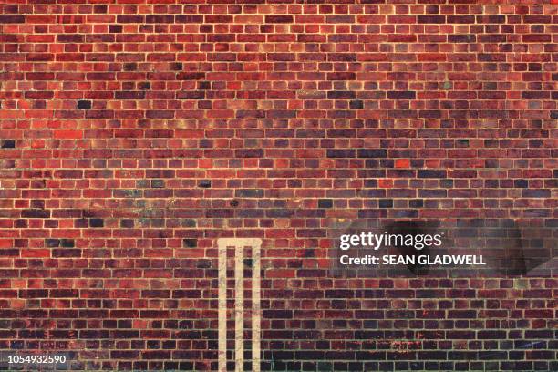 brick wall cricket - wicket foto e immagini stock