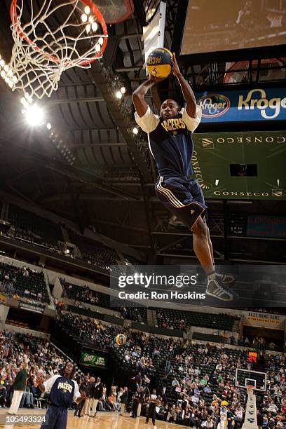 Member of the Indiana Pacers Power Pack jams as the Pacers take on the New Orleans Hornets on October 15, 2010 at Conseco Fieldhouse in Indianapolis,...