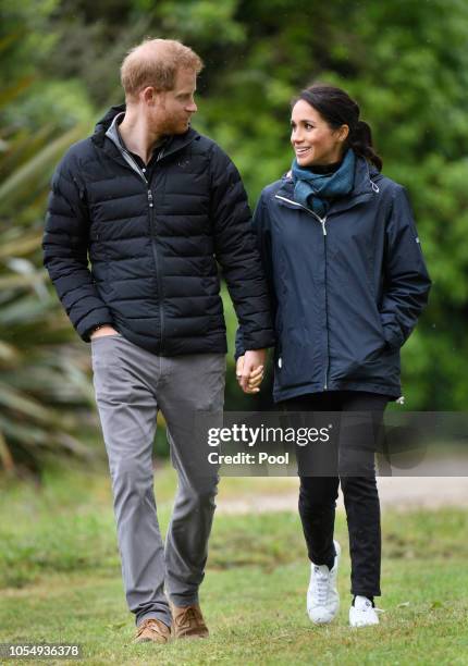 Prince Harry, Duke of Sussex and Meghan, Duchess of Sussex visit Abel Tasman National Park, which sits at the north-Eastern tip of the South Island,...