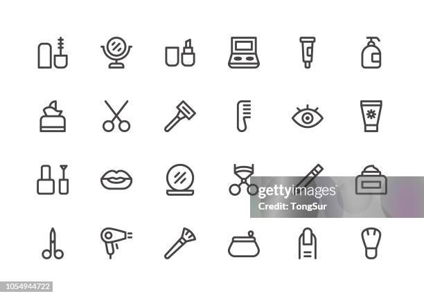 cosmetics and beauty - line icons - botox injection stock illustrations