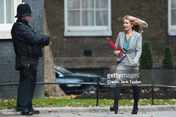 Secretary of State for Work and Pensions of the United Kingdom Esther McVey arrives for a Cabinet meeting at 10 Downing Street on October 29, 2018 in...