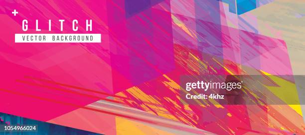 very distorted digital glitch abstract grunge background - broken screen texture stock illustrations