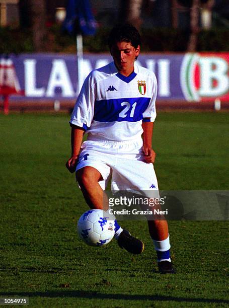 Diego Maradona Junior of the Italy Under 16 side during national team training at the Coverciano in Florence, Italy. DIGITAL IMAGE Mandatory Credit:...