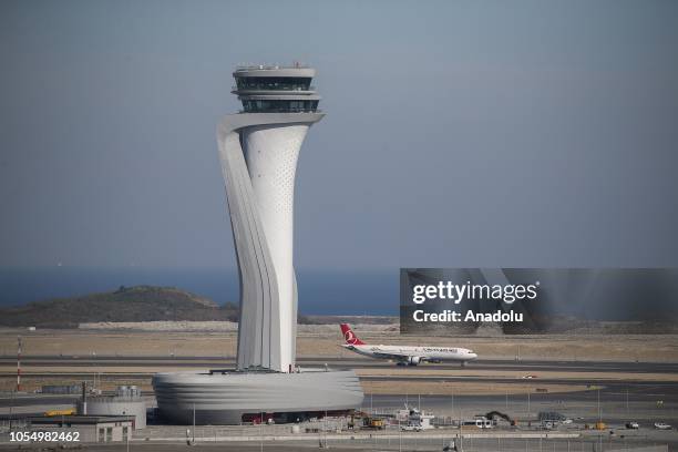 Plane of Turkish Airlines lands on the new airport ahead of its opening ceremony, which will be held with the participation of Turkish President...