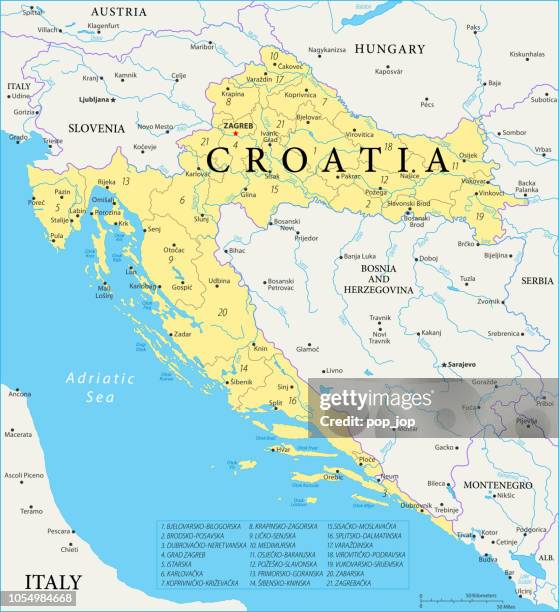 map of croatia - vector - kroatien zadar stock illustrations