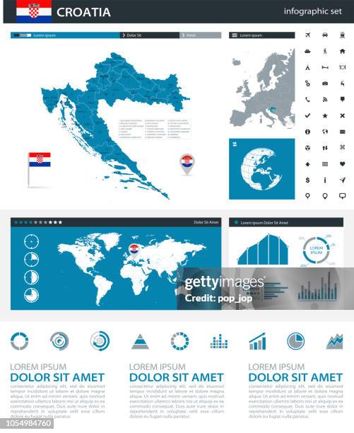 34 - croatia - blue gray infographic q10 - zagreb stock illustrations