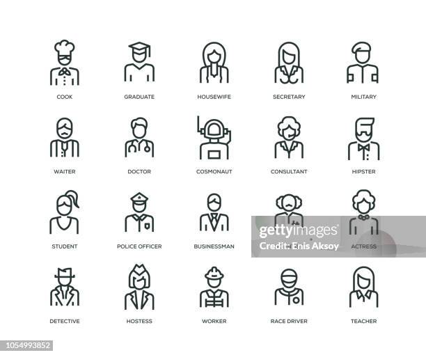 people avatars icons - line series - portrait stock illustrations