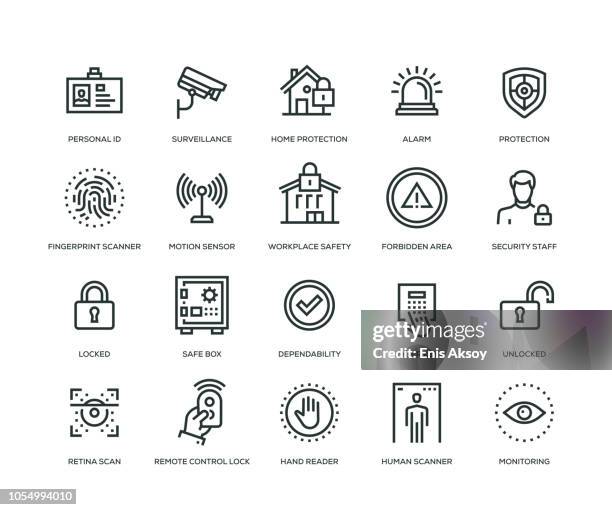 stockillustraties, clipart, cartoons en iconen met veiligheid pictogrammen - line serie - beveiligingssysteem