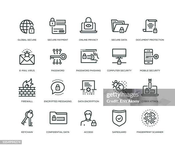 cyber security icons - line series - threats stock illustrations