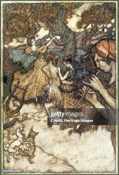 If Orpheus first produced the waltz., from The Ingoldsby Legends, pub. 1907 , 1907. Scene from The Ghost. Artist Arthur Rackham .