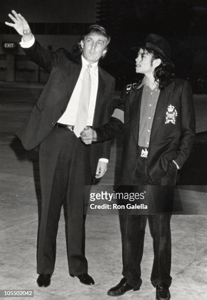Michael Jackson and Donald Trump during Opening of Donald Trump's Taj Mahal Casino - April 5, 1990 at Taj Mahal Hotel and Casino in Atlantic City,...
