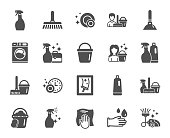 Cleaning icons. Laundry, Sponge and Vacuum. Vector