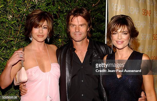 Julie Pinson, Harry Hamlin and Lisa Rinna during SOAPnet Fall 2004 Launch Party at Falcon in Hollywood, California, United States.