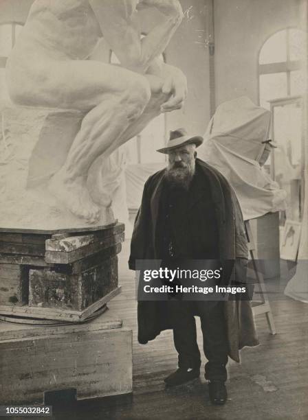 Auguste Rodin in his studio. Found in the Collection of Musée Rodin, Paris. Artist Anonymous.