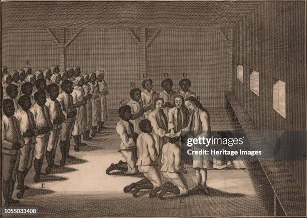 Baptism of black slaves, 1757. Private Collection. Artist Anonymous.