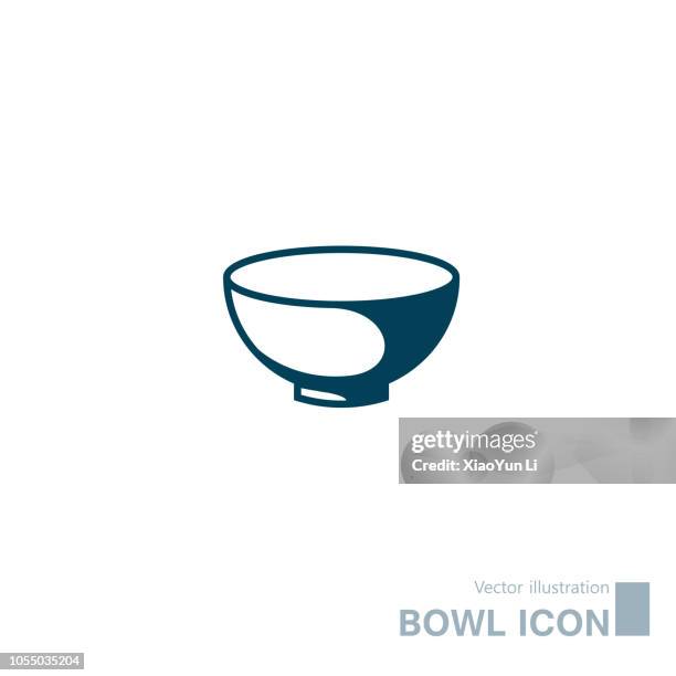 ilustraciones, imágenes clip art, dibujos animados e iconos de stock de icono de vector dibujado del tazón de fuente. - blue bowl