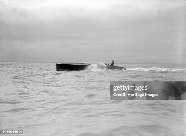 The hydroplane 'Brunhilde' under way. 'Brunhilde' was built by S. E. Saunders on the Isle of Wight for the Duke of Westminster as a successor to the...