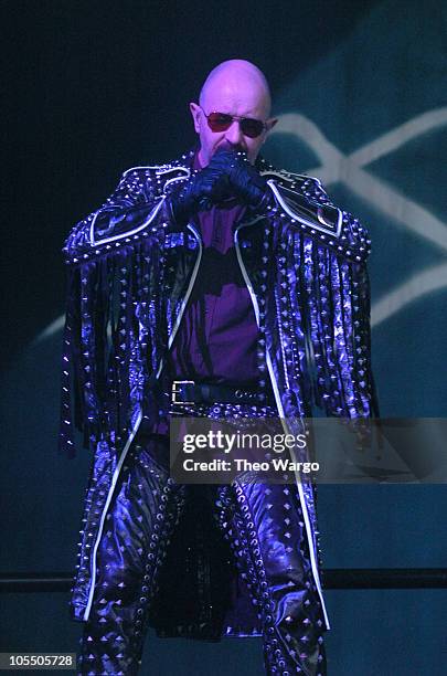 Rob Halford of Judas Priest during OzzFest 2004 Tour Opener at CTNow Meadows in Hartford, Conneticut, United States.
