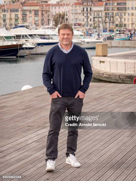 Sean Bean attend the "Curfew" photocall as part of the MIPCOM 2018 on October 15, 2018 in Cannes, France.