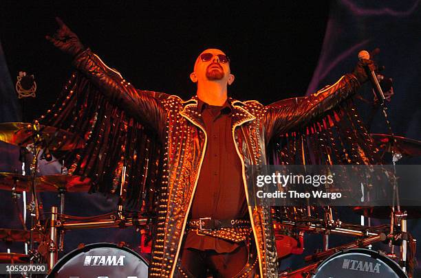 Rob Halford of Judas Priest during OzzFest 2004 Tour Opener at CTNow Meadows in Hartford, Conneticut, United States.