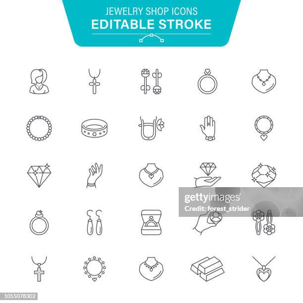 stockillustraties, clipart, cartoons en iconen met sieraden shop lijn pictogrammen - armband juwelen