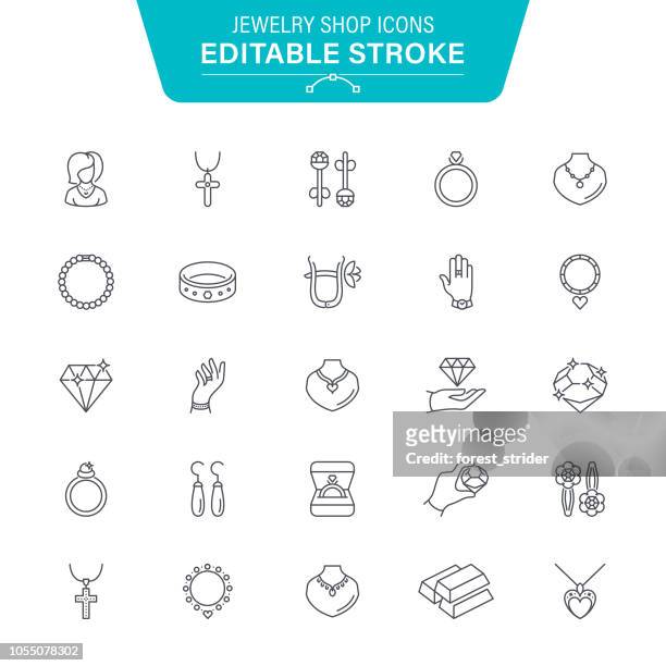 jewelry shop line icons - jewelry stock illustrations
