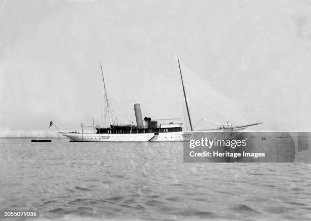 The Duke of Westminster's steam yacht 'Grainaig' at anchor. Artist Kirk & Sons of Cowes.