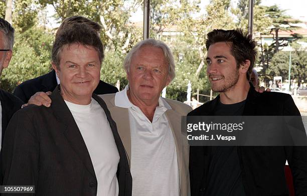 John Madden, Anthony Hopkins and Jake Gyllenhaal during 2005 Venice Film Festival - "Proof" Photocall - Arrivals at The Westin Excelsior in Venice...