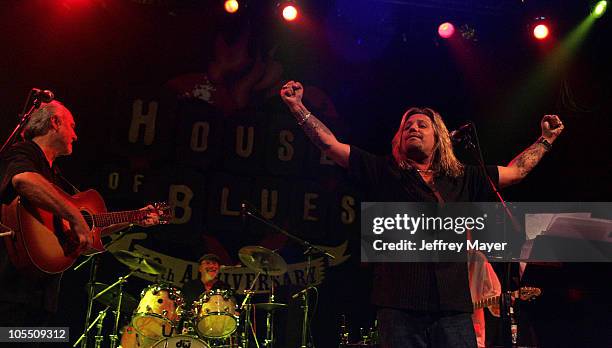 Sonny Curtis of The Crickets and Vince Neil during The Crickets and Friends in Concert at the House of Blues at House of Blues in West Hollywood,...