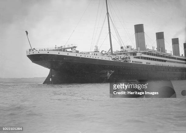 Hole torn in the hull of 'RMS Olympic' after the collision with 'HMS Hawke' in the Solent, 20th September 1911. The collision took place as Olympic...