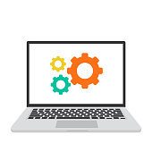 Laptop, macbook, settings screen, computer vector illustration
