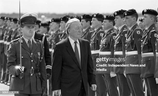 An Taoiseach Charles Haughey on his arrival in Dublin Airport after his trip to Australia and New Zealand, . .