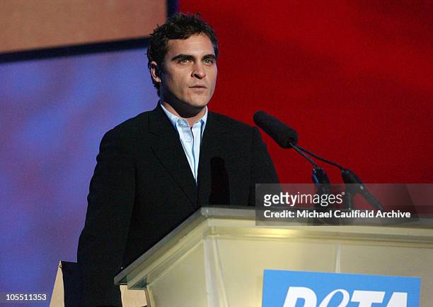 Joaquin Phoenix during PETA's 25th Anniversary Gala and Humanitarian Awards Show - Show and Backstage at Paramount Studios in Los Angeles,...