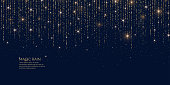 Bright vector illustration Magic rain of sparkling glittery particles lines.