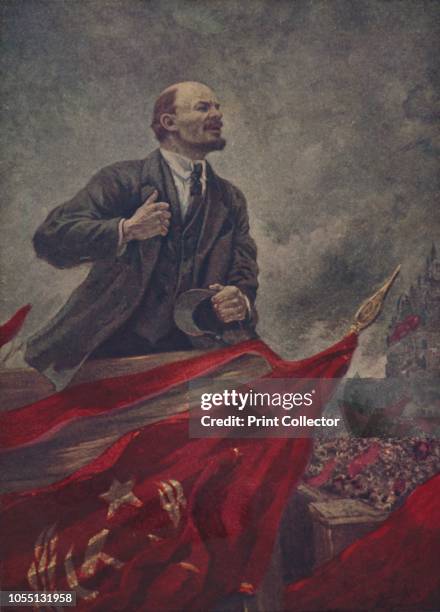 Lenin, , . Portrait of Russian communist revolutionary Vladimir Ilich Lenin . Lenin was the first Soviet head of state, prime minister of the USSR,...