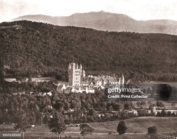 Balmoral Castle, Aberdeenshire, Scotland, 1894. The estate was purchased in 1852 by Queen Victoria's husband Prince Albert who extended the 15th...