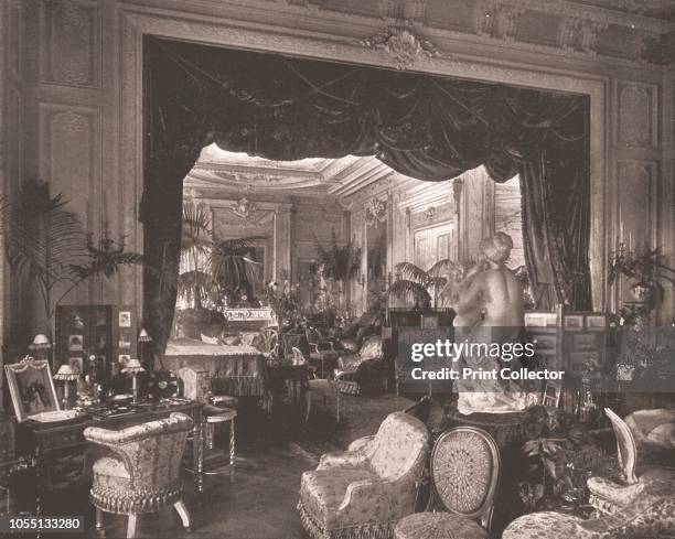 The Drawing Room at Sandringham House, Norfolk, 1894. Interior at the royal residence, showing a sculpture and potted palms. From Beautiful Britain;...