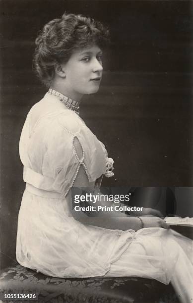 Princess Mary', circa 1915. Mary, Princess Royal , daughter of King George V and Queen Mary of Teck, wearing a pearl-trimmed dress.. [J. Beagles &...