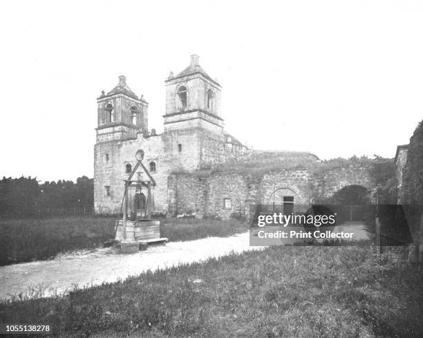 Old Spanish Mission, San Antonio, Texas, USA, circa 1900. The Mission Concepción was built in 1731 as a centre for the conversion of indigenous...