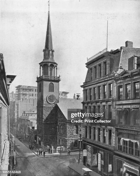 Old South Church, Boston, USA, circa 1900. The Old South Meeting House, built in 1729, and known as the organisng point for the Boston Tea Party on...