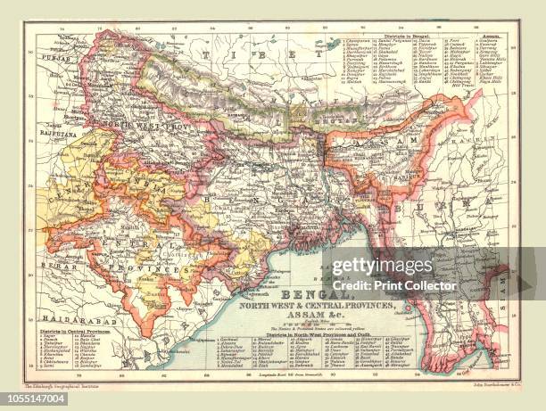 Map of Bengal, the North West and Central Provinces, and Assam, 1902. From The Century Atlas of the World. [John Walker & Co, Ltd., London, 1902]....