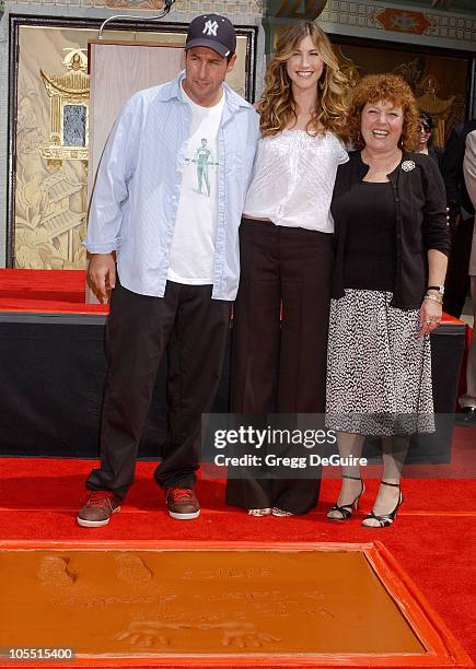 Adam Sandler, wife Jackie and mom Judy during Adam Sandler Footprint Ceremony at Chinese Theatre in Hollywood, California, United States.