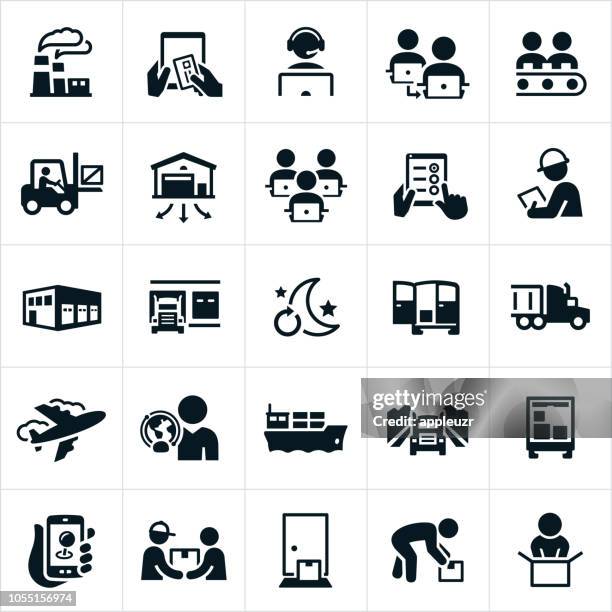 logistics icons - distribution warehouse stock illustrations