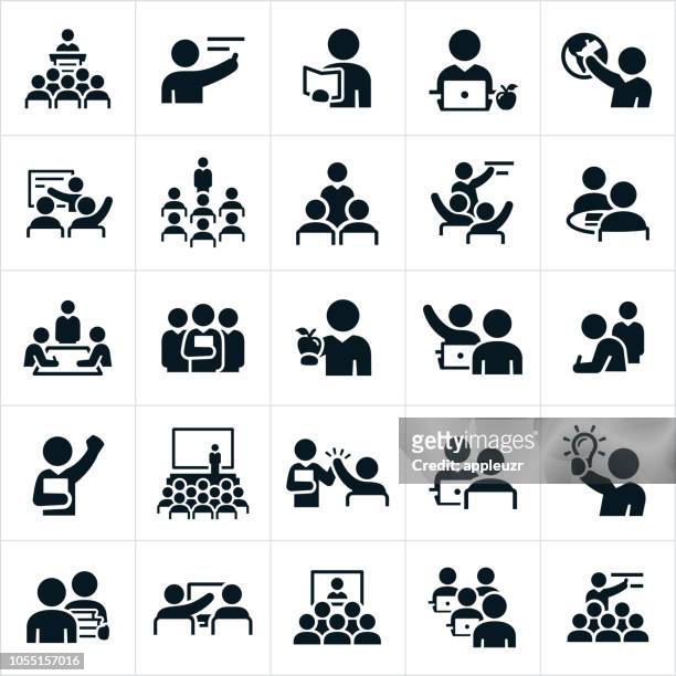 teachers, professors and instructors icons - person in education stock illustrations