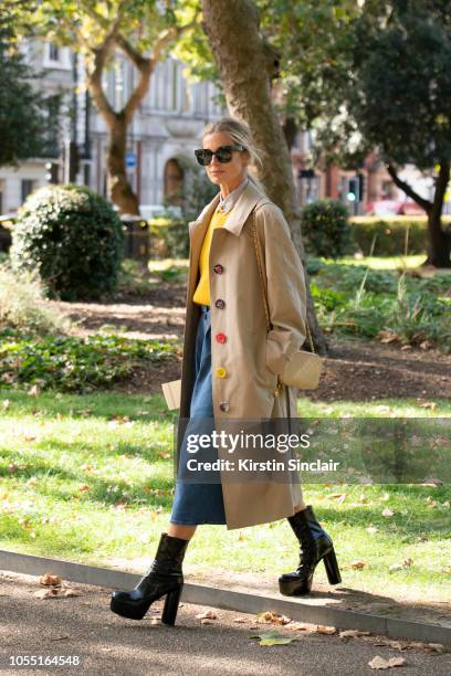 Model Laura Bailey during London Fashion Week September 2018 on September 15, 2018 in London, England.